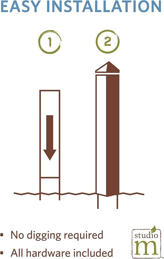 Studio M Art Pole, PVC Weather Resistant Pole with Vinyl Bowl 20 inches Tall Outdoor Decoration for Gardens, Patios, Yards, Landscaping and Birding Accessories, Always in Our Hearts