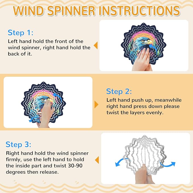 Sublimation Wind Spinner Blanks, 8 Pack 10 Inch 3D Aluminum Metal Hanging Wind Spinner Bulk for Garden Yard Outdoor, Window Porch Decoration for Heat Press Transfer DIY