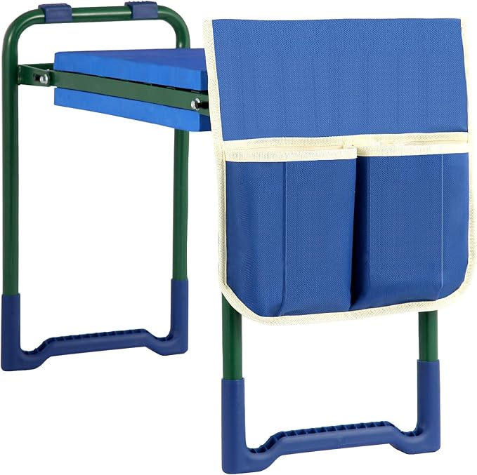 sancat Garden Kneeler and Seat with Thicker and Wider Soft Kneeling Pad,Foldable Heavy Duty Durable Garden Stool with Tool Bag, Portable Garden Bench,Gardening Gift for Women and Men sennior