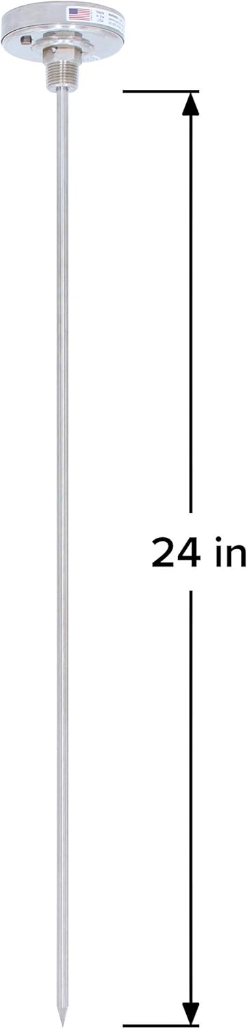 REOTEMP Heavy Duty Compost Thermometer - Fahrenheit and Celsius (24 Inch Stem), Made in The USA