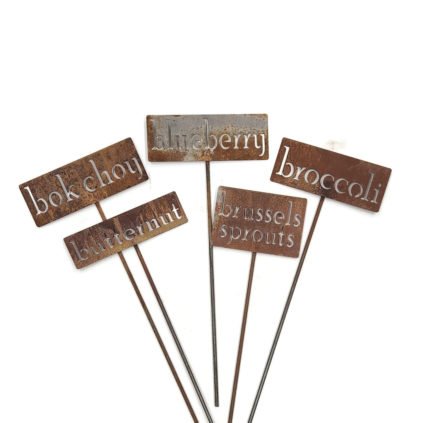 Classic Metal Garden Markers 19 Inches Tall (bush beans, Naturally Rusted)