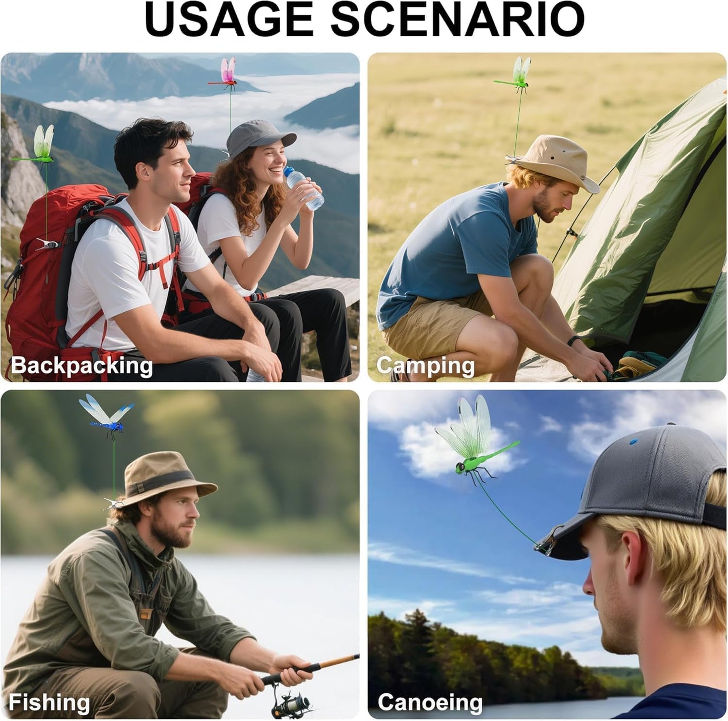 8pcs Dragonfly Hat Clip Realistic Fake Dragonflies Clip-On Garden Outdoor Decor Stakes Plastic Dragon Fly Clips Plant Decorations for Pots