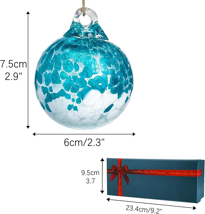 3pcs Hand Blown Glass Gazing Balls Blown Glass Christmas Ornament Balls Hanging Friendship Balls for Home Window Outdoor Garden Patio Decor