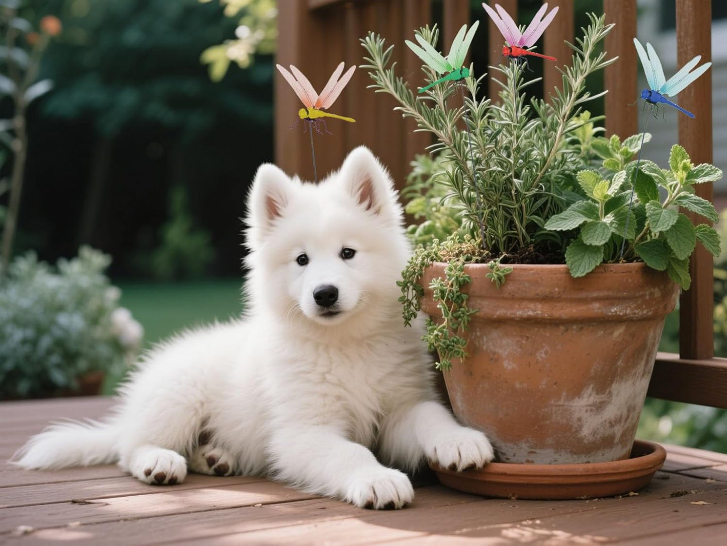 8 PCS Fake Dragonfly Clips，3D Outdoor Simulation Dragonfly Decoration Clip, Suitable for Outdoor Garden and Courtyard Decoration, Decorating Terrace Plants and Flowers, Decorating Hats and Clothes