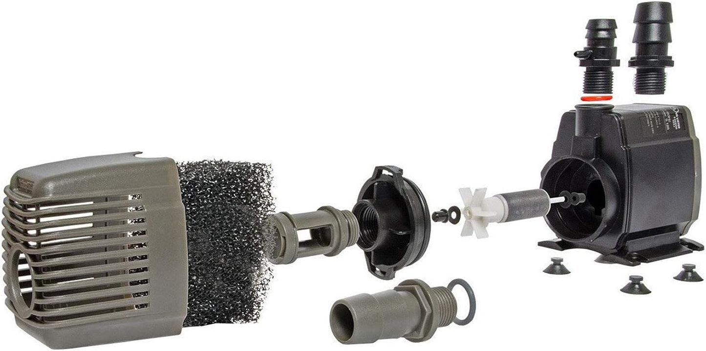 Hydrofarm AAPW550 33-Watt 550 GPH Indoor/Outdoor Hydroponic Aquarium Pond 6ft Power Cord for 55 Gallon Reservoirs Submersible Water Pump, 550-GPH, 8.4 x 3.4 x 6.4 inches, Black