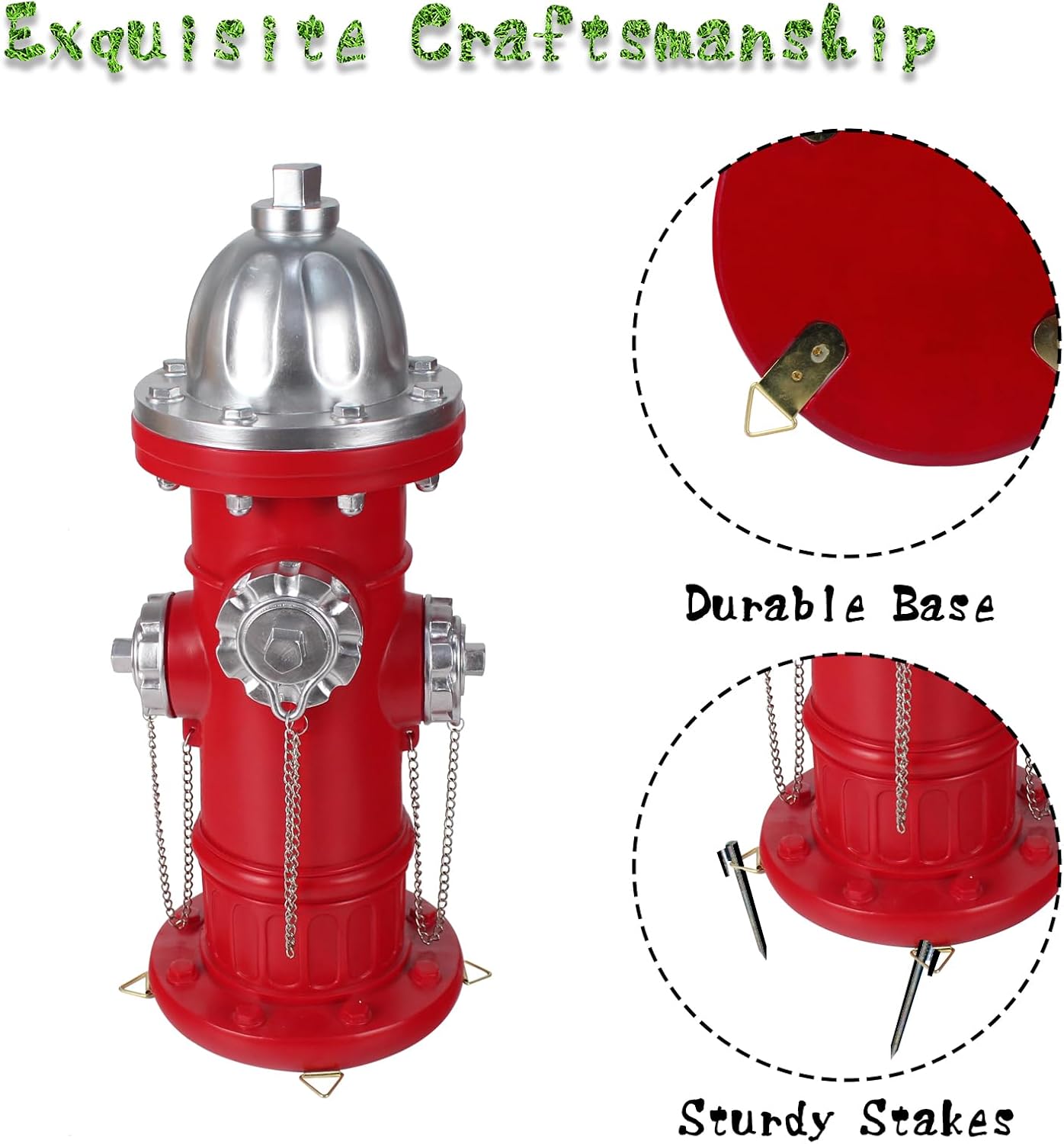 Dog Fire Hydrant Statue Puppy Pee Post and Gift for Fireman, Fire Hydrant Garden Decor Statue Large, Fire Hydrant for Dog