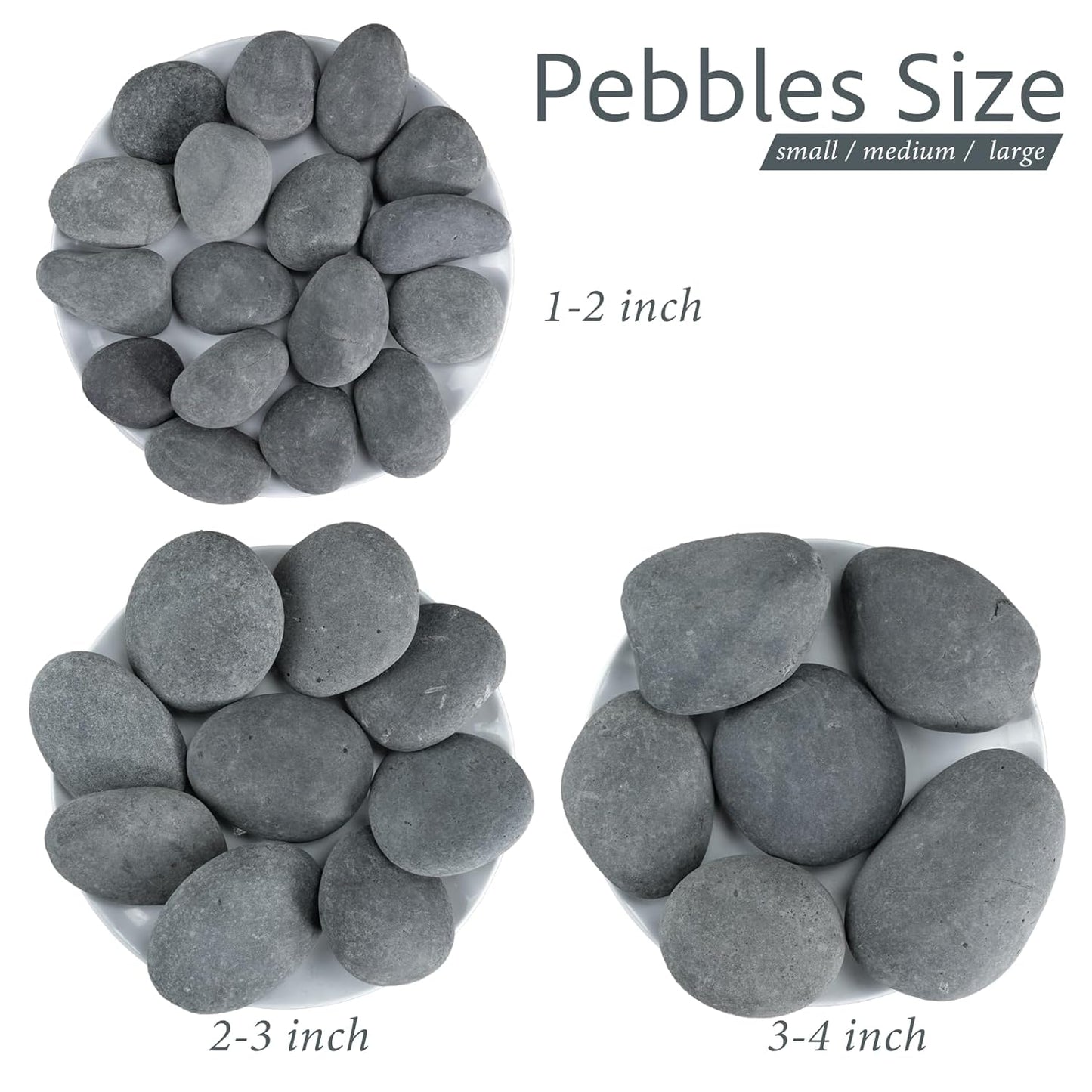 River Rocks, 5lbs Black Pebbles for Indoor Plants, 1-2 Inch Aquarium Rocks, Natural Stones for Landscaping Garden Paving Plant Rocks Crafting Walkways