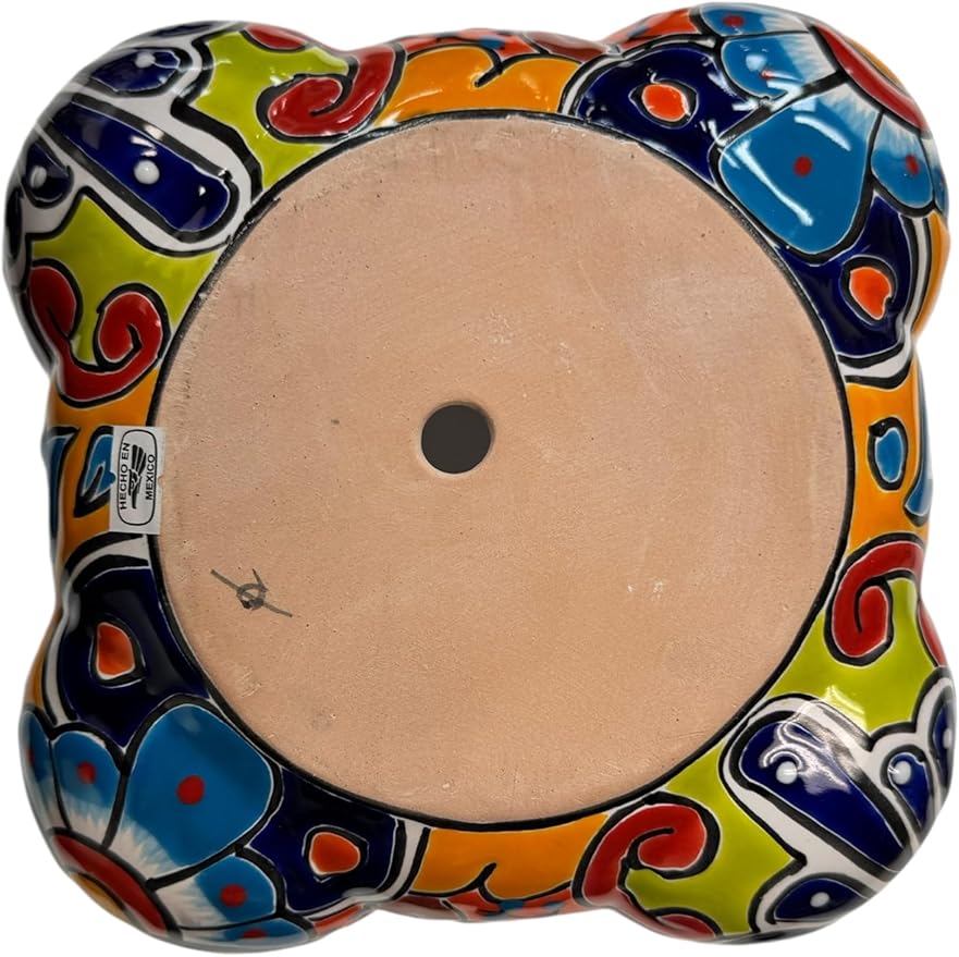 Talavera Strawberry Planter Pot Handmade Multicolor Ceramic Mexican Pottery Hand Painted Indoor Outdoor Home Decor Diameter 11" (Cobalt Multi)