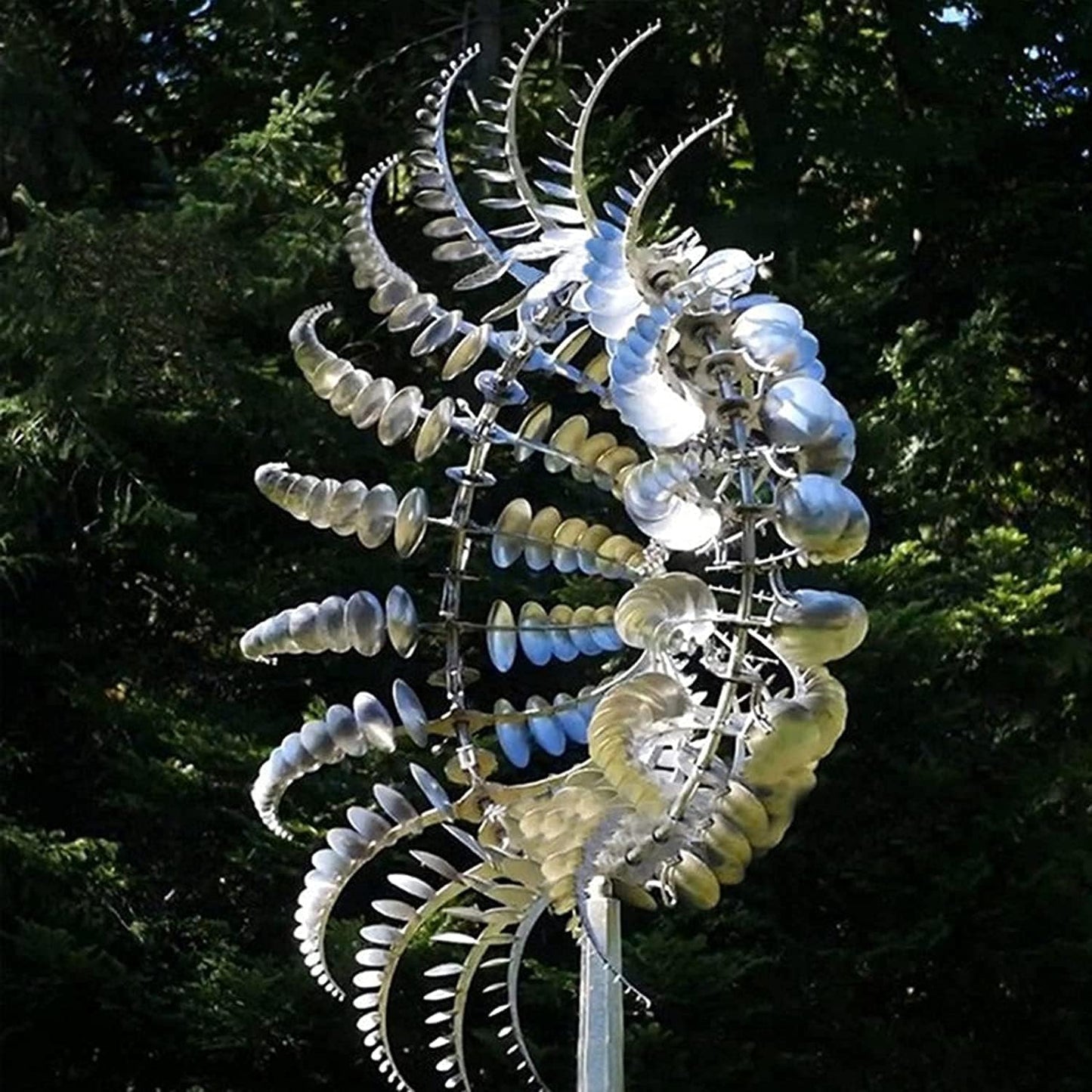 Unique and Magical Metal Windmill, 3D Wind Powered Kinetic Sculpture, Wind Spinner Solar, Wind Spinners for Yard and Garden, Windmill Catchers Outdoor Patio Decoration
