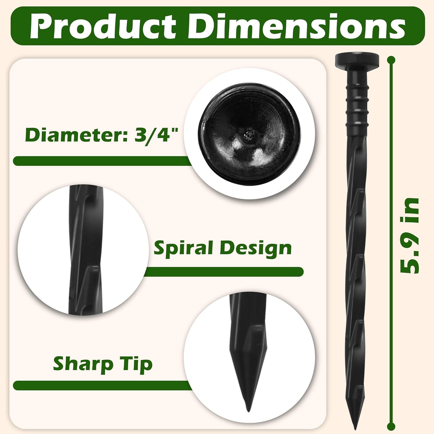 Gardzen 30 pcs Landscape Edging Anchoring Spikes, 6 inches Yard Lawn Paver Edging Stakes for Weed Barrier, Garden Fence, Artificial Turf