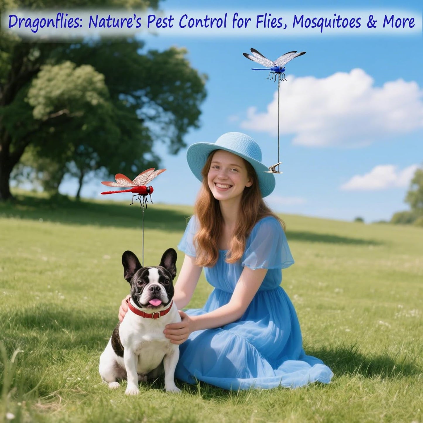 Dragonfly Clip on Hat, Dragonfly Garden Décor, 3D Fake Dragonflies The Deer or Horse Fly Nature Enemy to Scare Garden Fly for Indoor Outdoor (8Pcs-Colorful)