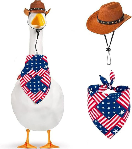 4th of July Goose Outfit Set 23"/ 17'' Plastic Lawn Porch Patriotic Goose Clothes Outfit for Outdoor Patio Yard Lawn Art Decoration