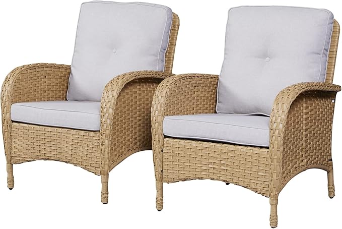 HUMMUH 4-Piece Patio Furniture Wicker Outdoor Conversation Set,All-Weather Rattan Outdoor Bistro Set with Loveseat Chairs Coffee Table for Backyard,Poolside,Deck
