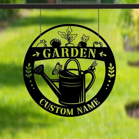 Personalized Garden Signs For Gardeners - Custom Metal Garden Sign, Outdoor Garden Signs Personalized with Name, Hanging Garden Sign, Mother Day Grandma Sister Gifts