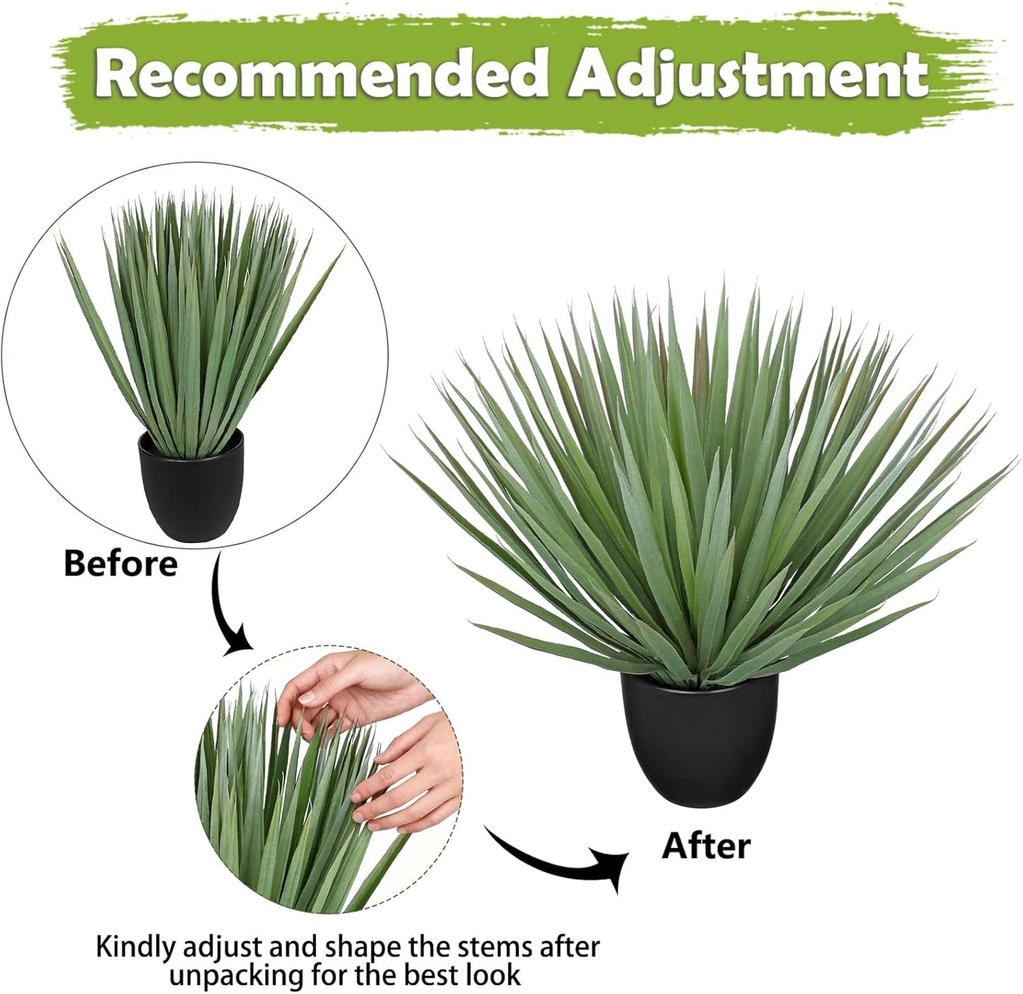 Briful Artificial Agave Plant – 18.1" Tall Faux Agave Plants in Black Pot, Realistic Fake Tropical Plants for Indoor and Outdoor Decor, Artificial Plants for Home, Office, Patio, Garden Decoration
