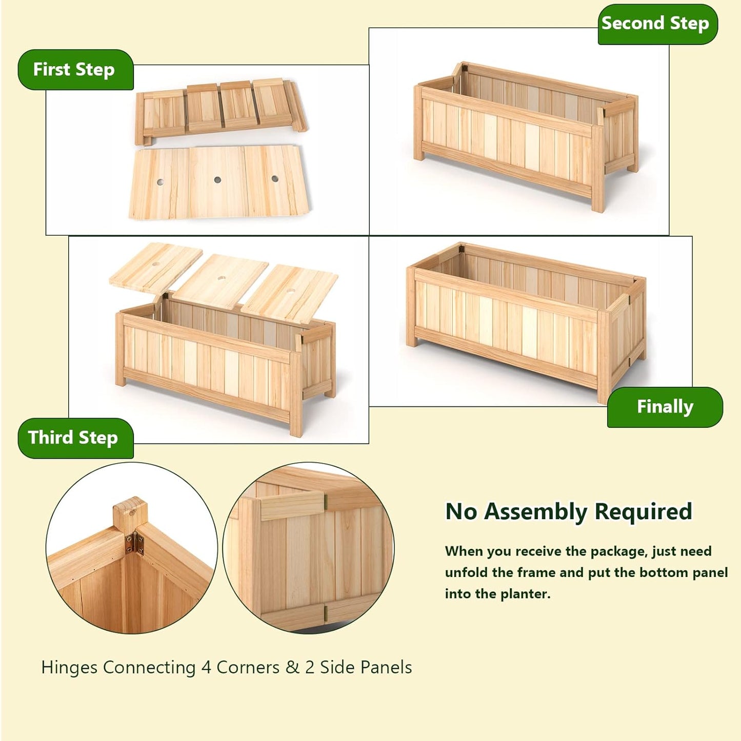 Giantex Raised Garden Bed Folding Flower Planter Vegetable Folding Planting Box for Patio Lawn Garden Backyard Elevated Outdoor Wood Planter Boxes, 27.5" Lx12 Wx10 H