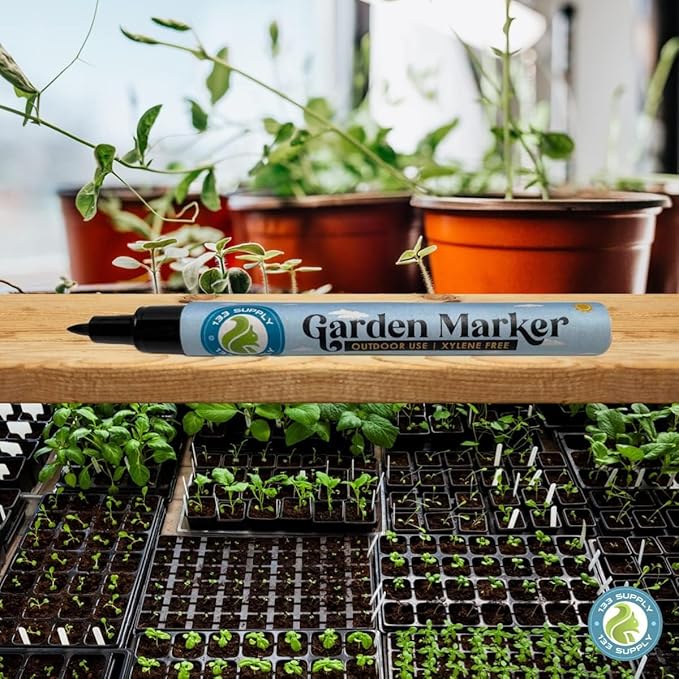 6 Pack Garden Marker Pen Permanent Markers Black (UV Fade Resistant Marker Pens for Plant Markers Garden Markers Waterproof Pen Black Markers Outdoor Marker for Garden Plant Label 0.8mm)