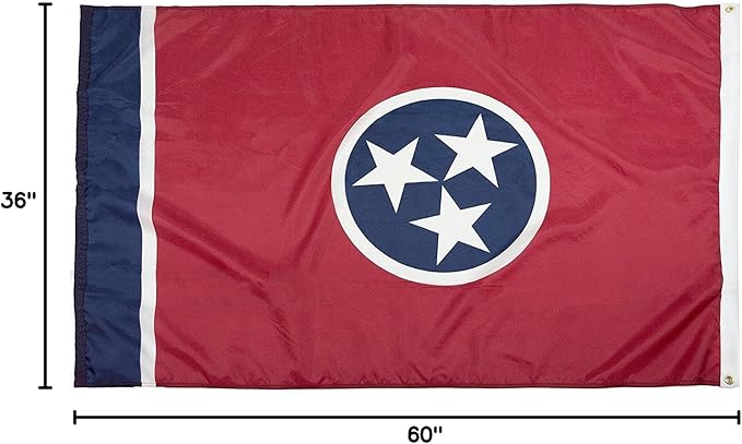 FlagSource Tennessee Nylon State Flag, Made in the USA, 3x5'