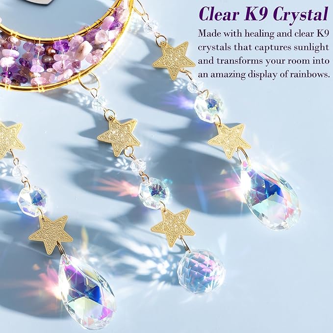 Sisters Gifts from Sister for Sister from Brother, Best Sister Gifts Unique Sister Birthday Gifts for Sister in Law Soul Sister, Moon Crystal Suncatcher for Window Hanging Decor