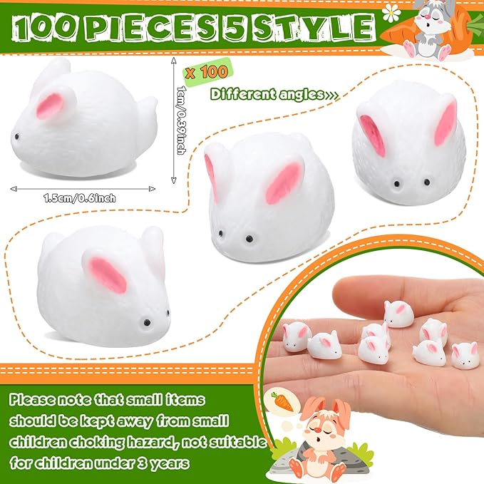Marsui 100 Pcs Bunny Miniatures Figurines Rabbit Miniature Accessories Easter Garden Landscape Garden Rabbit for Easter Garden Accessories Dollhouses Decoration(Cute Rabbit)