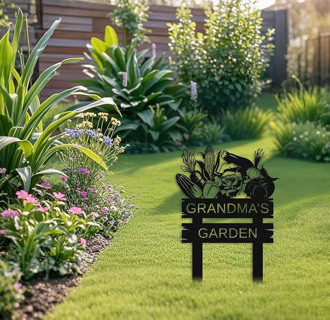 Personalized Garden Sign with Stake,Custom Vegetable Garden Name Sign,Outdoor Yard Backyard Patio Decor,Gardening Decor Gifts for Gardeners style 17