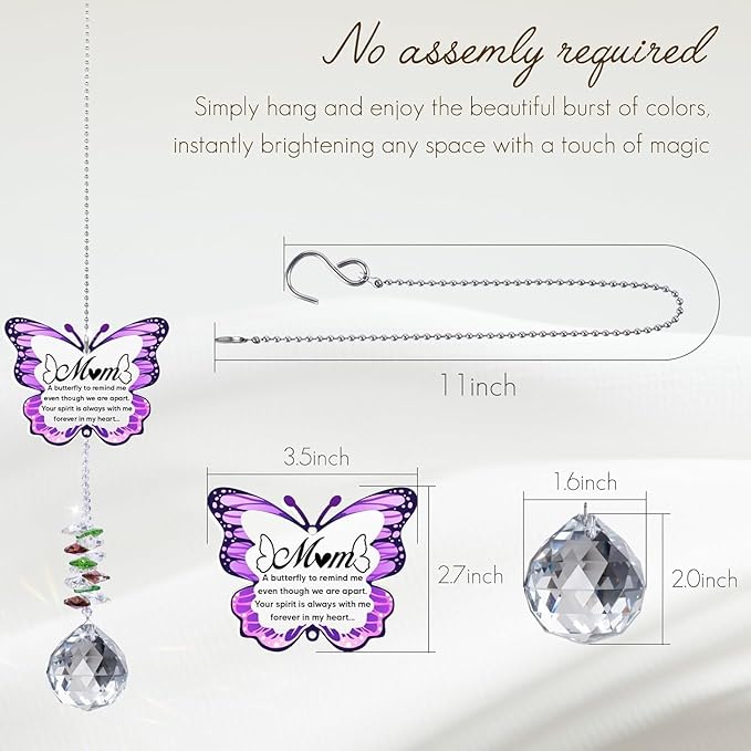 Memorial Gifts for Loss of Mom,Loss of Mother Sympathy Gifts,Sympathy Gift Idea Crystal Ball Suncatcher,Hanging Crystals Ornament for Window,Rainbow Maker
