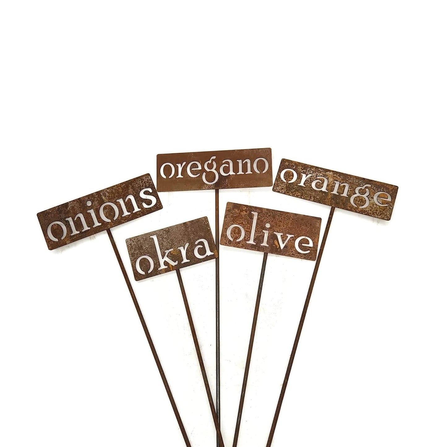 Classic Metal Garden Markers 19 Inches Tall (oregano, Naturally Rusted)