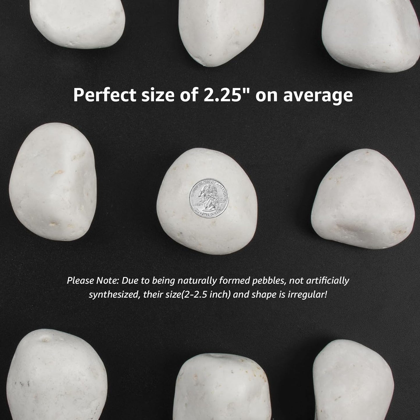 40 lbs White Polished Decorative Stones, 2-3 Inch Polished Rocks, Perfect for Outdoor Gardens, Pathways, Potted Plants, Vase Fillers, and Home Decor (Pure White, Weight: 40 LB)