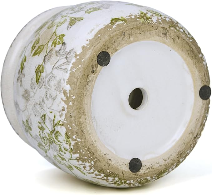 Ceramic Pot for Planter, Vintage Flower Pot with Drainage Holes, 6.29 inch Ice Crack Glazed Indoor Planters Pot (Mid-Century)