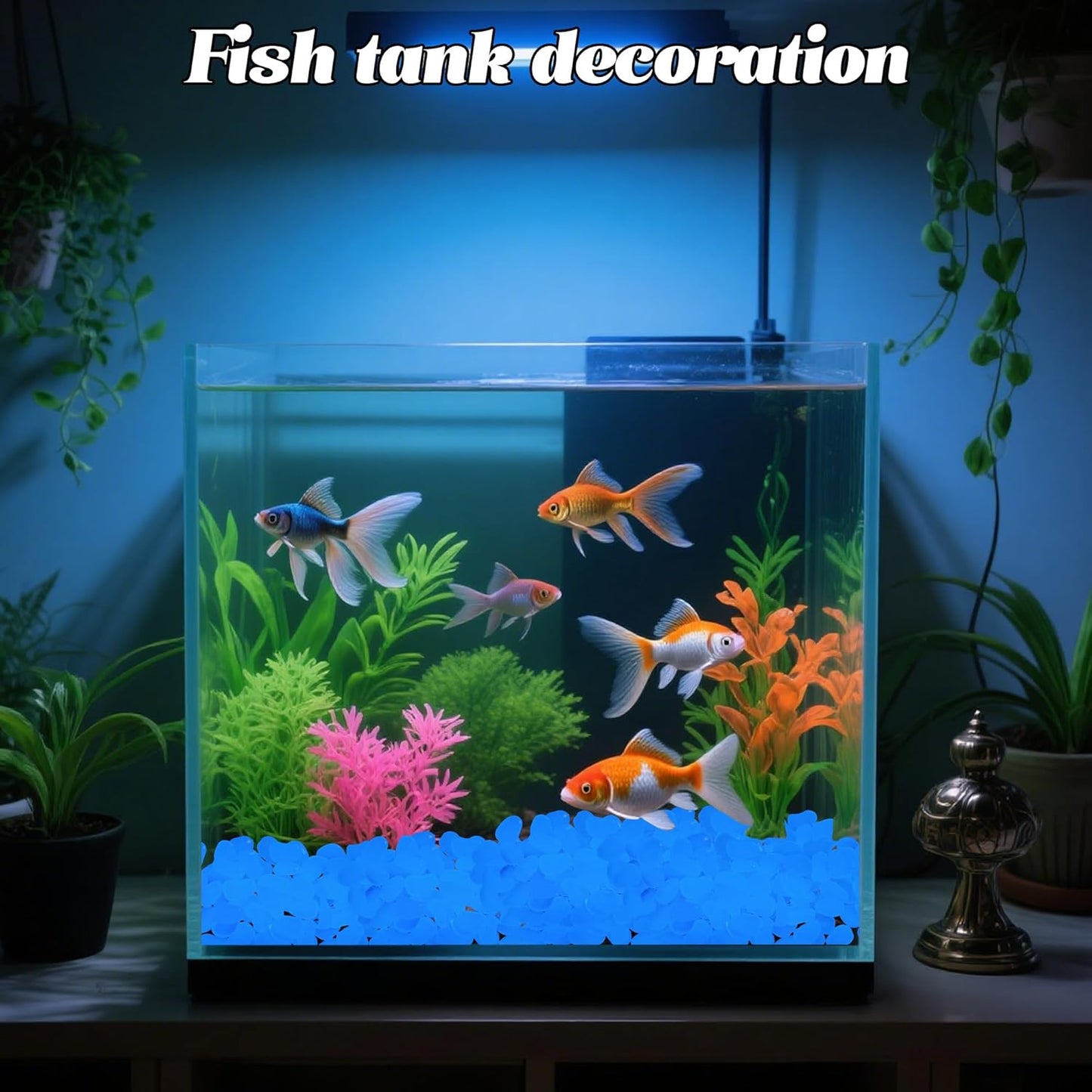 0.7LB 25-27mm Bule Glow in The Dark Stones Luminous Pebble Stones Glow Fish Tank Rocks Luminous Pebbles for Outdoor Decor Yard Walkway Pathway Aquarium