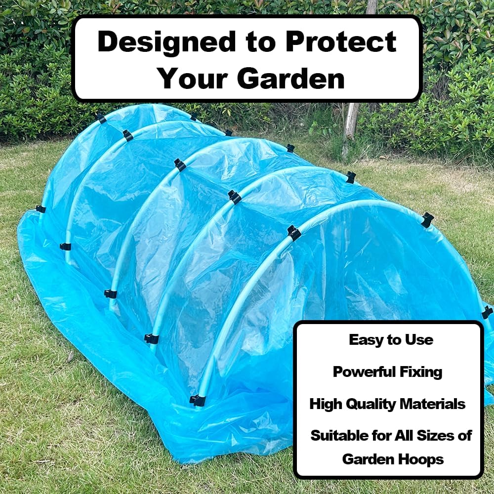 Greenhouse Clamps for3/4-1 Inch PVC Pipe, Greenhouse Hoops,Support Frame,Grow Tunnel,Plant Support Garden Stakes.Black Garden Clips For Fixing Plant Cover, Plastic Sheeting, Film Row Cover, Net.