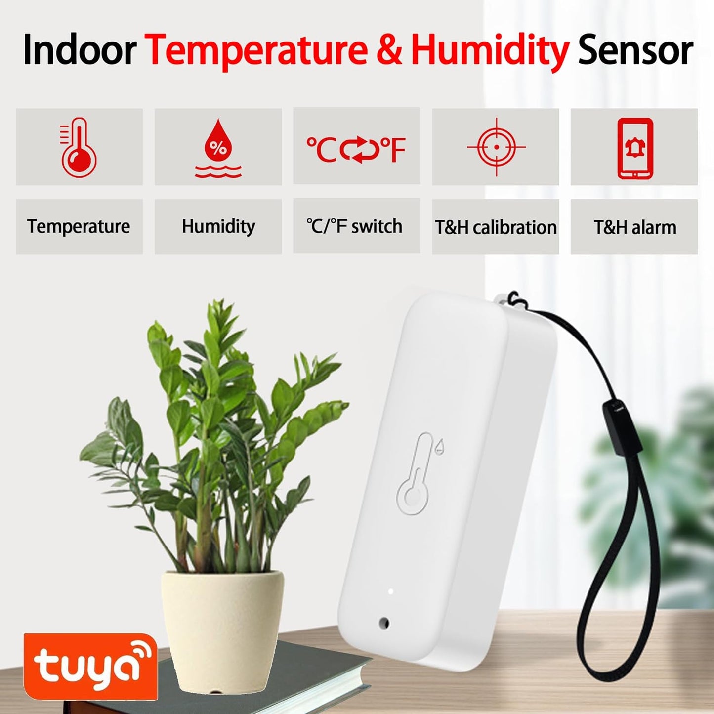 WiFi Hygrometer Thermometer Sensor, Wireless Smart Temperature Humidity Monitor with Remote App Notification Alert, for Home, Greenhouse White (2pack)