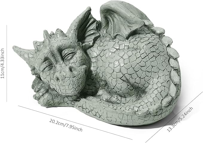 Sleeping Dragon Garden Outdoor Statue Adorable Mythical Creature Baby Sleeping Dragon