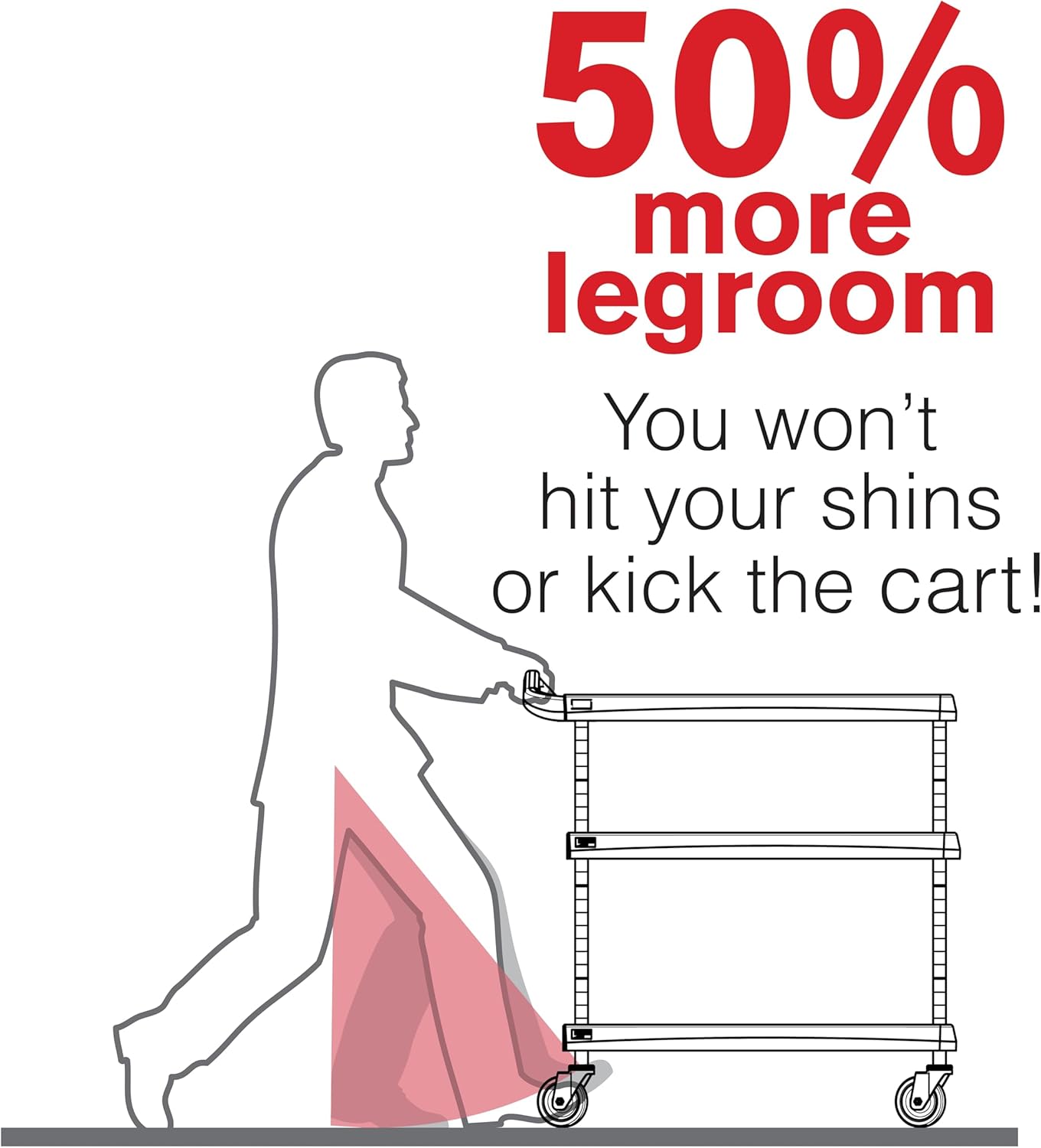 Metro myCart Plus Utility Cart - Choose-Your-Height Adjustable Heavy Duty Rolling Cart for Home, Commercial and Industrial Use - 2-Shelf, 400 lbs Capacity - 27.7" W x 40.25" L x 36.8-40.8" H - Black