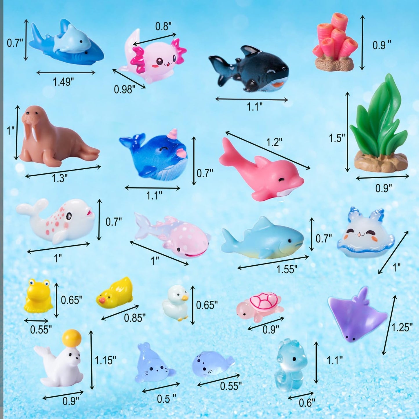 45 Pcs Mini Ocean Resin Animals Marine Tiny Sea Animals Figures Miniature Figurines Micro Aquarium Ornaments Décor for DIY Fish Tank Fairy Garden Dollhouse Accessories