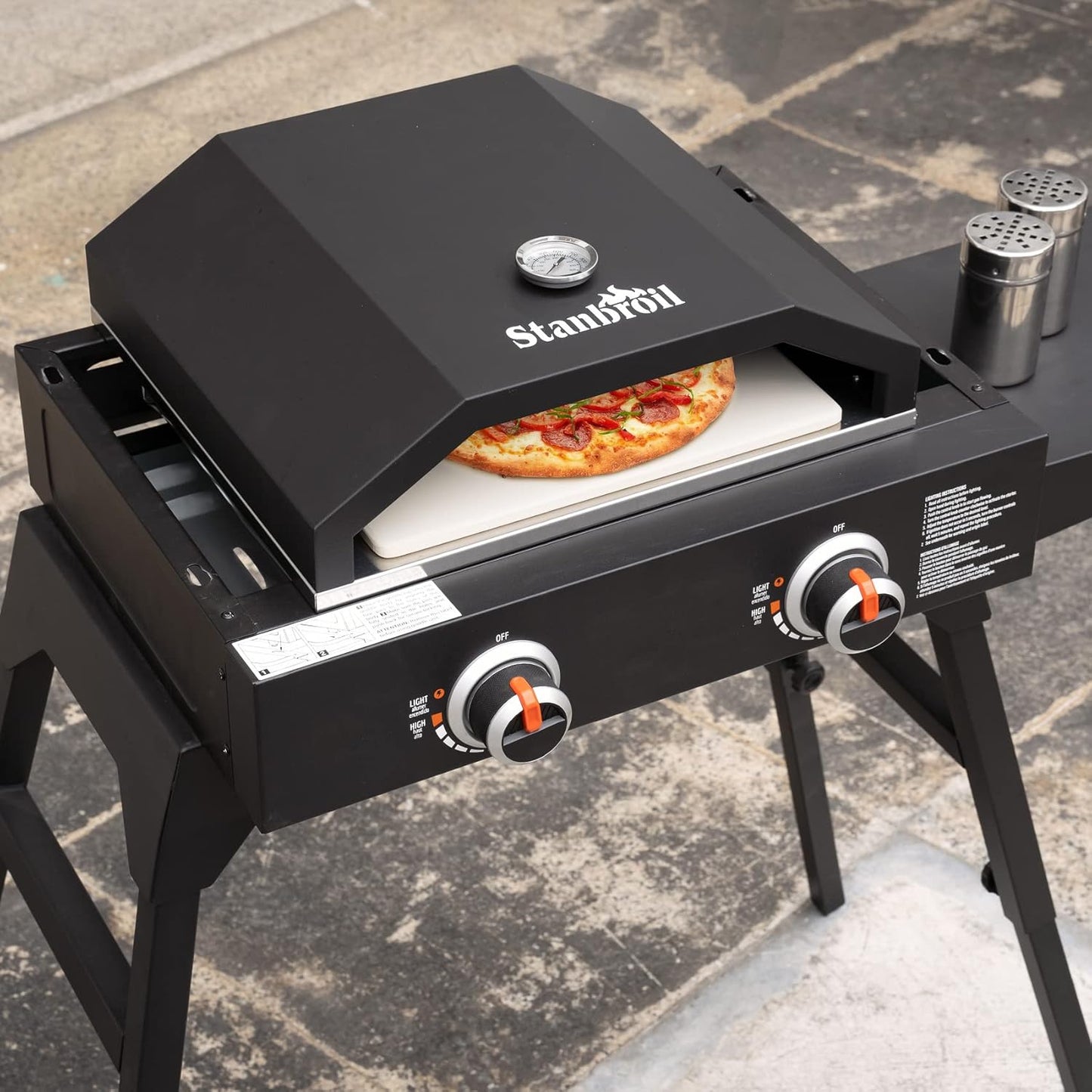 Stanbroil Outdoor Pizza Oven for Blackstone 17" or 22" Tabletop Griddles, Portable Pizza Maker with 13" Pizza Stone and Temperature Gauge, Blackstone Flat Top Gas Grill Accessories