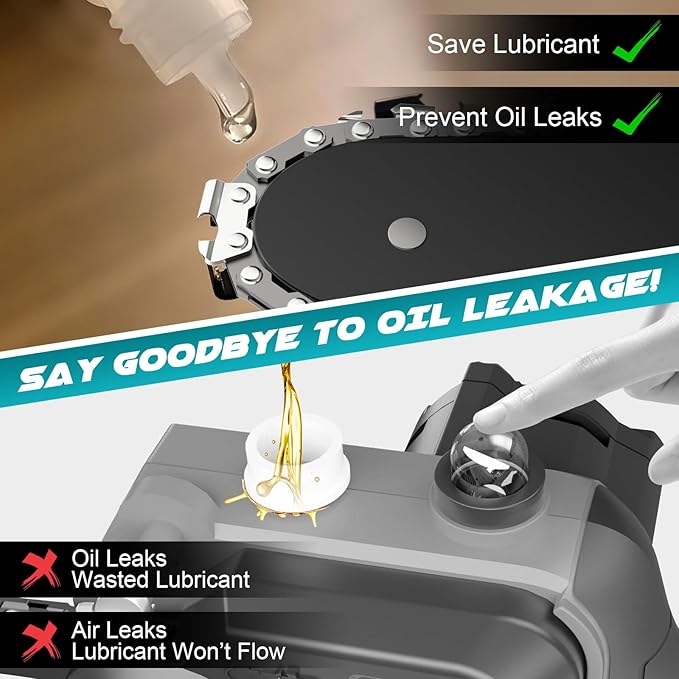 Mini Chainsaw Cordless 6 Inch, Brushless Motor Electric Saw - 2x2Ah Batteries, 2025 Upgraded, Safety Lock, Portable Handheld for Tree Trimming, Wood Cutting, Camping/DIY, Gift for Dad Husband