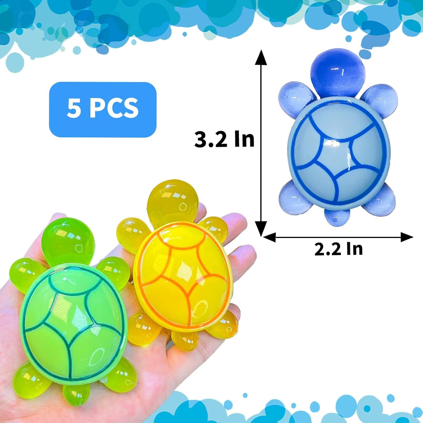 5 Pcs Large Glow in The Dark 3D Resin Turtles Miniature Garden Figurines,Accessories for Decorating DIY Dollhouse Fish Tank Fridge Wall Art, Safe, Durable, Non Fading 5 Colors