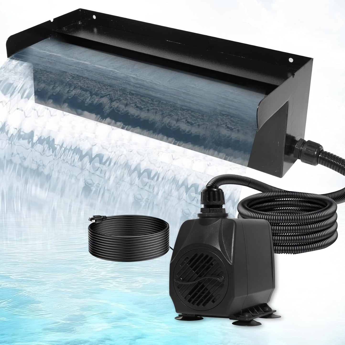 16 Inch Pond Waterfall Spillway Kit with 800GPH Pump, Waterfall for Pond Up to 5000 Gallon Pools, Waterfall Spillways for Garden, Pond, Patio Water Feature, Spillway for Outdoor Waterfall