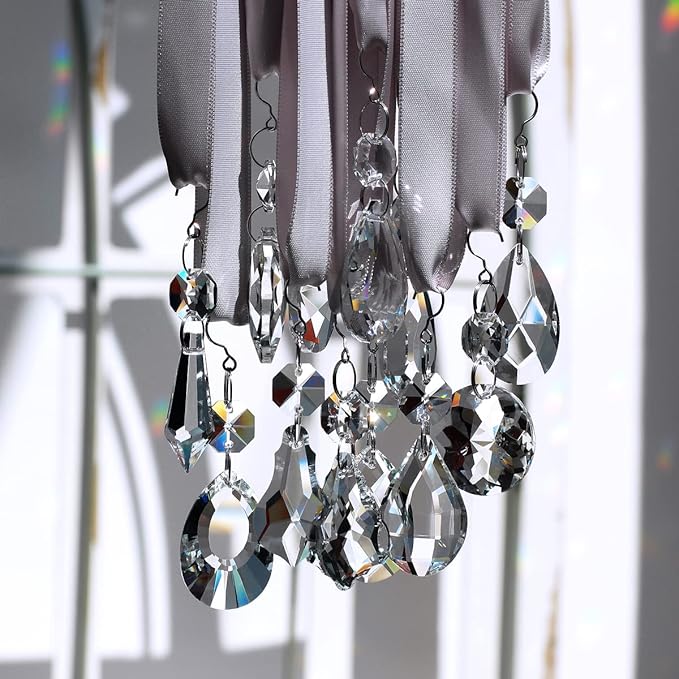 12pcs Glass Crystal Chandelier Prisms, Rainbow Hanging Crystals Suncatcher for Windows, Home Decoration