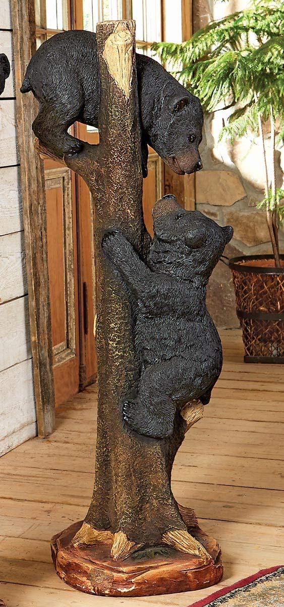 Black Forest Décor Two Black Bears Climbing Sculpture - Large