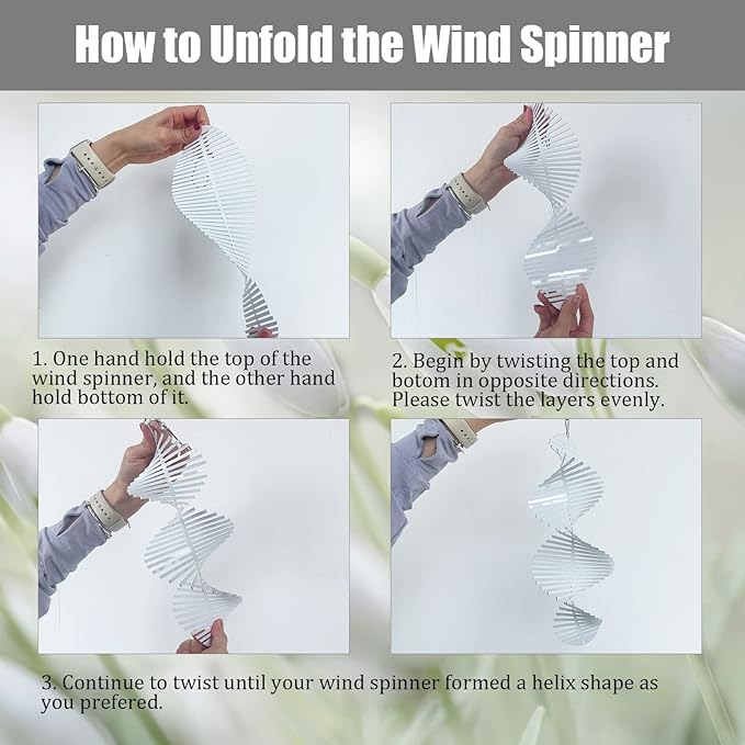 4Pack 11inch Sublimation Wind Spinner Blanks 3D Aluminum Metal Wind Sculpture Kinetic Spinners for Yard and Garden Indoor Art Ornaments Hanging Decoration (Helix)