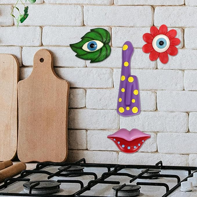 Tree Faces Decor Outdoor,Funny Tree Faces Sculpture,Colorful Fence Decorations Outdoor,Suitable for Yard and Garden Art Décor(1pcs, Colorful Leaves)