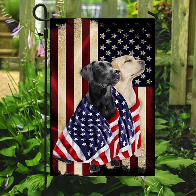 FLAGWIX Black And Yellow Labrador Retriever Flag - Outdoor Labrador Decorations, Garden Flag (11.5" x 17.5"), Heavy-duty Canvas Labrador Flag Double Sided Garden Décor