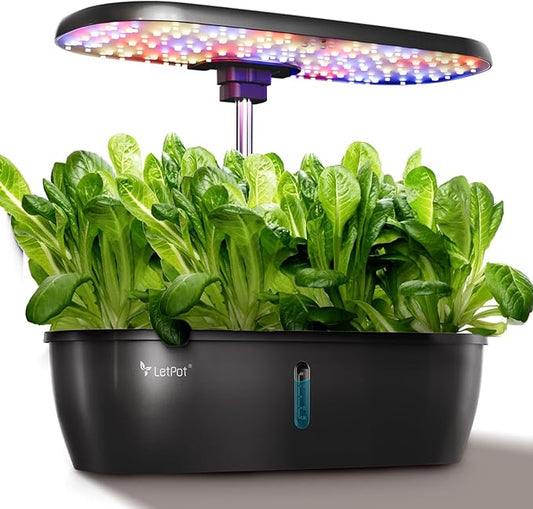 LetPot Classic Hydroponics Growing System Kit, Indoor Herb Garden, 24W Full-Spectrum LED Grow Light, 12 Pods, Countertop, Plant Lovers Gifts, Kitchen, Harvest, Dual Modes, Up to 21", 5.5L Tank