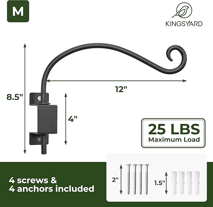 Kingsyard Swivel Plant Hangers Outdoor - 12 Inch Heavy Duty Wall Plant Hooks for Hanging Plant Baskets Bird Feeder Lanterns Wind Chimes