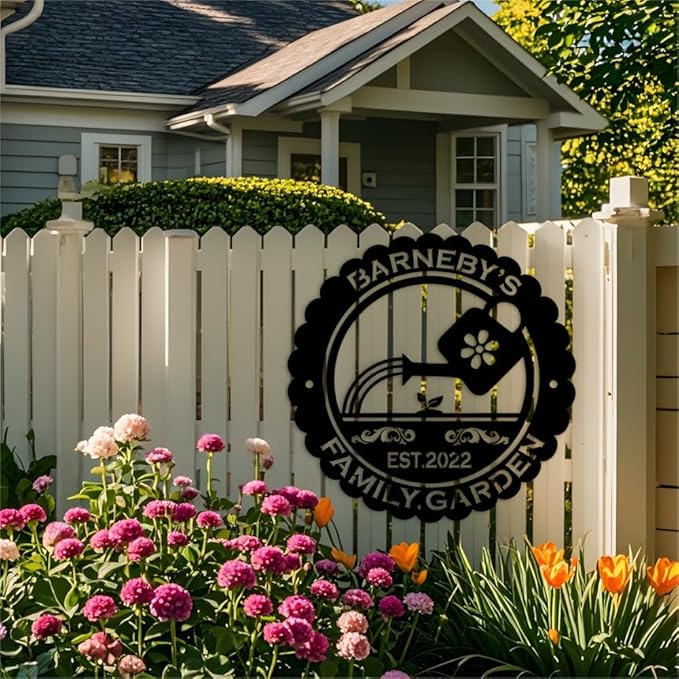 Custom Garden Metal Wall Art Personalized Garden Name Sign Yard Sign Decorative Outdoor Gardening Decor Gifts for Gardeners