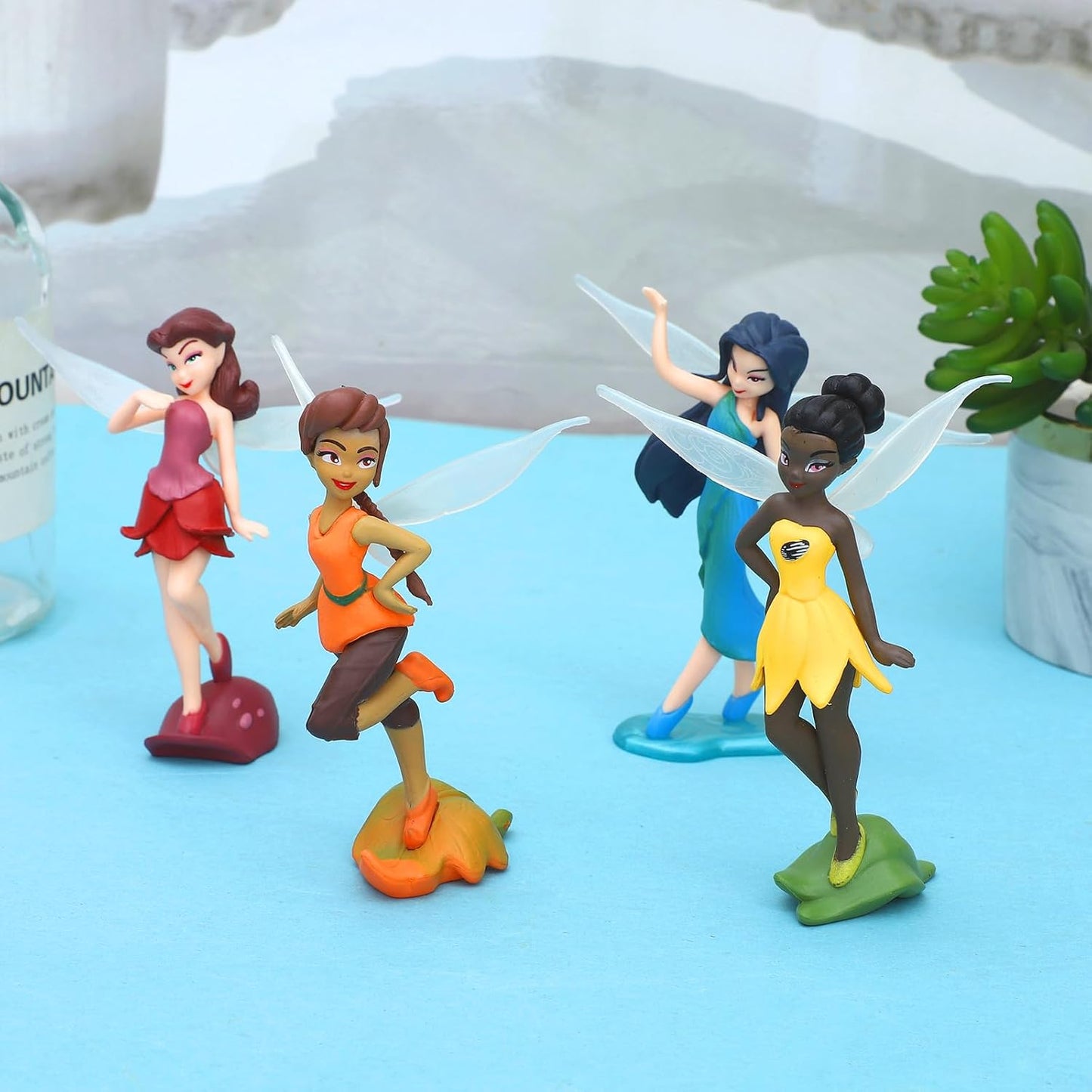 ONEST 13-Piece Miniature Garden Accessories - Small Hand Painted Fairy Figures, Girl Fly Wing Figurines for Car Decor, Fairy Garden, Flower Pot, Birthday Cake Topper