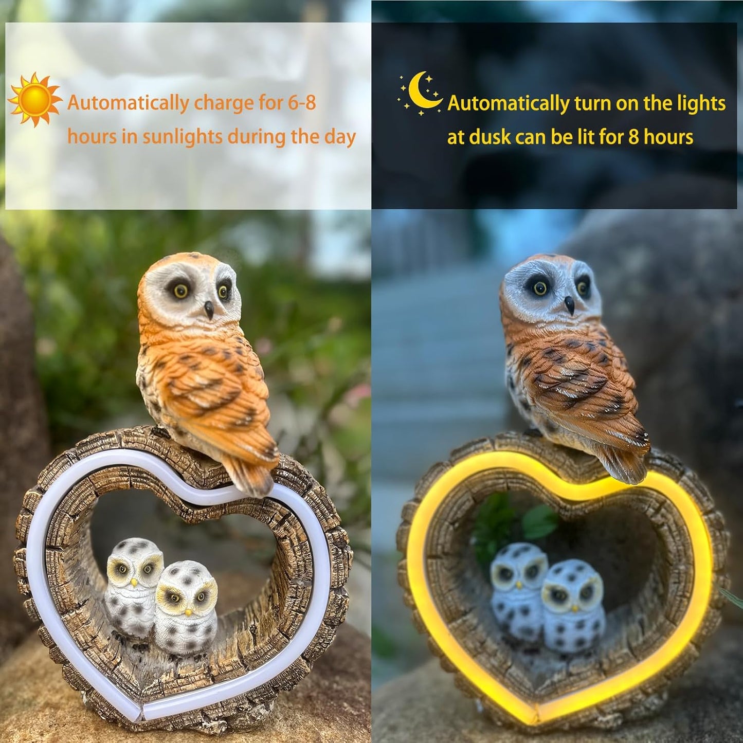 Solar Outdoor Garden Statue, Garden Decor Waterproof Solar Owl Lights for Outside Yards, Art Lawns,Christmas,Home Decor,Birthday Gifts for Women Mom(Love Owl)