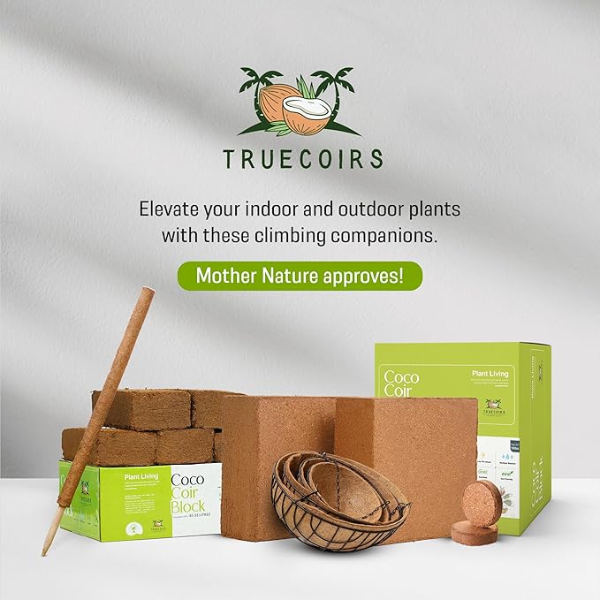 10 LB Premium Organic Coco Coir Compressed Natural Brick with Low EC and PH Balance - High Expansion for Indoor and Outdoor Potting Soil, Renewable Coco Soil for Gardening